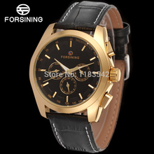 FORSINING FSG6625M3G1 2014 new Automatic fashion dress Men watch tourbillon gold wristwatch for men best gift