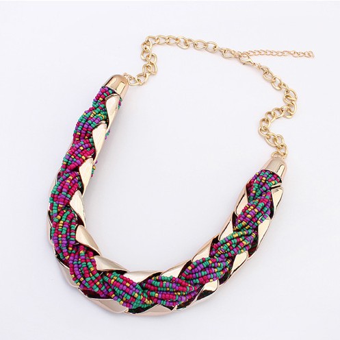 Fashion Bohemia Bead Weave Chokers Statement Pendant Necklace Women Chain Necklaces Pendants 2014 New Men Jewelry