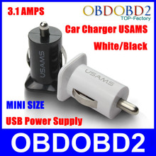 Hot-ON-Sale MINI USB Car Charger USAMS 3.1 AMPS USB Power Supply USAMS 3.1A Dual USB Port For iOS Smartphone Track Number