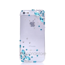 Stereo Rhinestone Case for iPhone 5s 5 Case Lovely two Dragonfly phone bag Mobile Border Protection 2X MS130