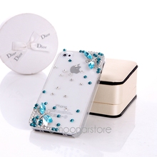 Stereo Rhinestone Case for iPhone 5s 5 Case Lovely two Dragonfly phone bag Mobile Border Protection