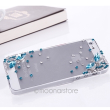 Stereo Rhinestone Case for iPhone 5s 5 Case Lovely two Dragonfly phone bag Mobile Border Protection