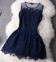 2014 New Fashion Novelty Lace Patchwork Dress Sleeveless Tank ...