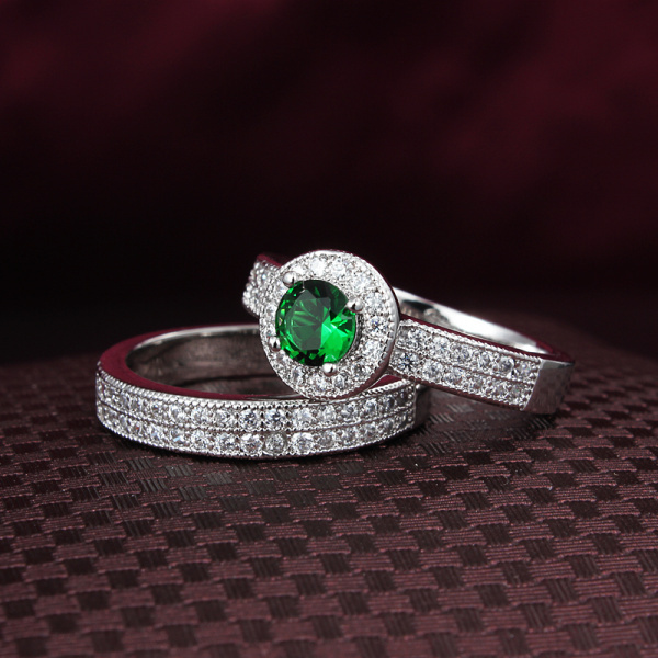 Two rings can be separated ring Silver 4 colors stone option Sapphire Ruby Emerald and colorles