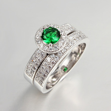 Two rings can be separated ring Silver 4 colors stone option Sapphire Ruby Emerald and colorles