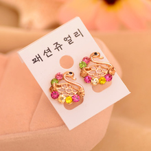 Fashion New Multicolor Dog And Swan Cute Animals Lovely Stud Earrings for Women Jewelry