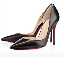 Women fashion brand high heels pumps pointed toe red sole patent leather summer shoes party heels