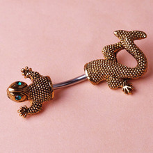 New Gecko Lizard Rhinestone Piercing Navel Belly Button Barbell Ring Body Piercing Jewelry Bijuterias Perfumes for
