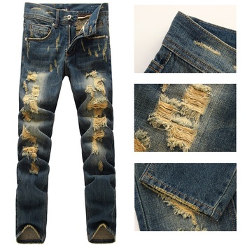 Сзт италии мужская мода впп проблемные уничтожено омывается джинсы Size28-38 ( #605 )