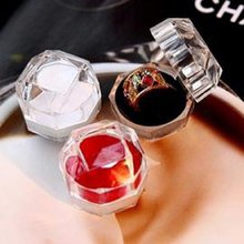 20pcs lot Hot Sale Jewelry Package Ring Earring Box Acrylic Transparent Wedding Packaging Jewelry Box DP671615