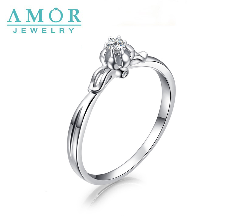 AMOR BRAND THE FLOWER OF HAPPINESS SERIES SERIES 100 NATURAL DIAMOND 18K WHITE GOLD RING JEWELRY