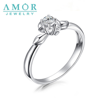 AMOR   BRAND THE FLOWER OF LOVE SERIES 100%  NATURAL DIAMOND 18K WHITE GOLD RING JEWELRY  JBFZSJZ079