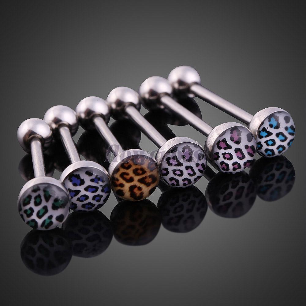 FW1S Trendy 6PCS Sexy Leopard Girl Belly Button Ring Tongue Piercing Jewelry