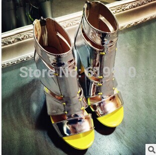 2014 silver sandals fashion thick heel female high heeled shoes small women s platform genuine leather