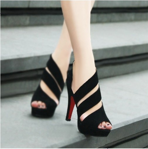 Discount cheap black gladiator peep toes sexy red bottom high heels sandals Pumps women shoes spring