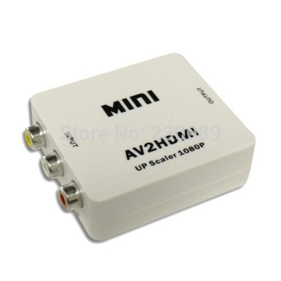 Freeshipping Wholesale Mini AV to HDMI Converter RCA to HDMI Adapter AV to HDMI 1080P AV2HDMI Converter for TV VHS VCR DVD