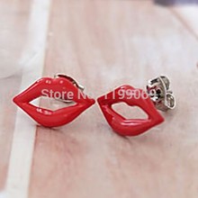 FD420 Cute Sweet Lolita Women Girl Princess Queen Red Honey Lip Studs Earrings
