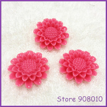 50PCS 20mm Rose Color Resin Flower Cameo Cabochons Polyresin Flower Cameo for DIY Jewelry Decoration