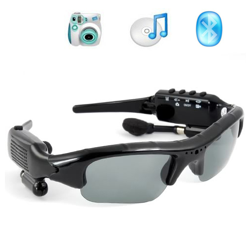 Free Shipping 1 3MAGE Black Sunglasses Camera Mp3 Photo Taking Video Taking Bluetooth 8GB Sunglasses