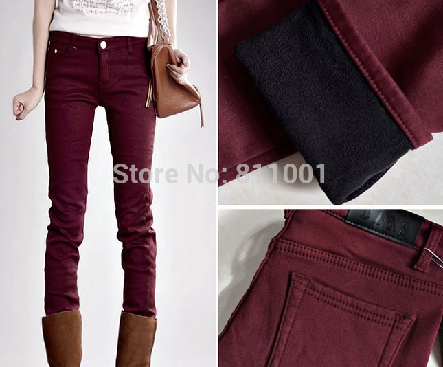 Мода женские брюки осень зима карандаш брюки slim-подходят тощий леди утолщение резинка Большой размер 26 - 32