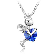 Austrian Crystal Necklace Eros Cupid Necklace Angel Wing Pendant Crystal Women Womens pendant necklace Elements Crystal