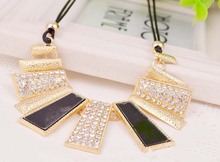 New 2014 Fashion Indian Elegant jewlery 5 color metal Rhinestone Leather Choker Collar Necklace for women