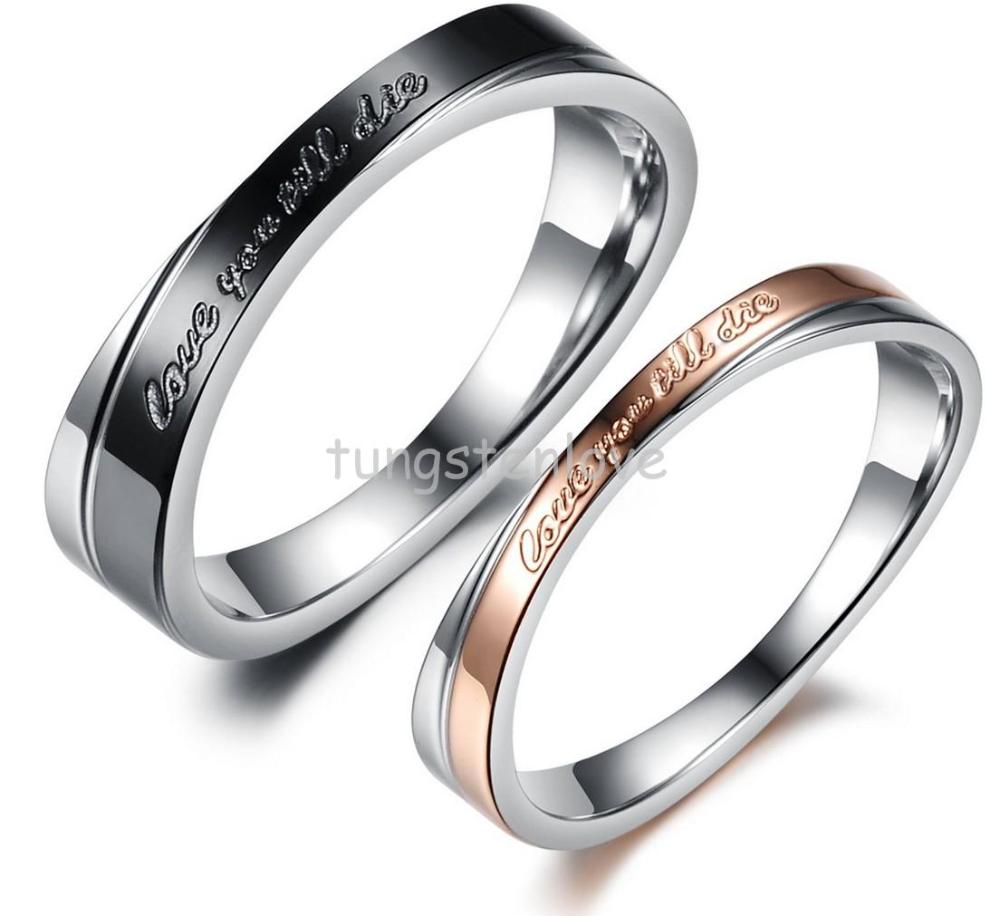 Engagement Anniversary Promise Couple Ring Wedding Band with Engraved ...