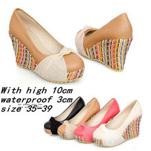 Brand New 2014 star same style women Wedges pumps Quality Suede leather pointed toe Wedges shoes