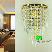 free shipping Bedroom wall lamp modern single head bedside lamp k9 crystal wall mounted light wall