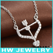 Cupid aimed necklace, arrow silver necklace, sterling silver 925 necklace.