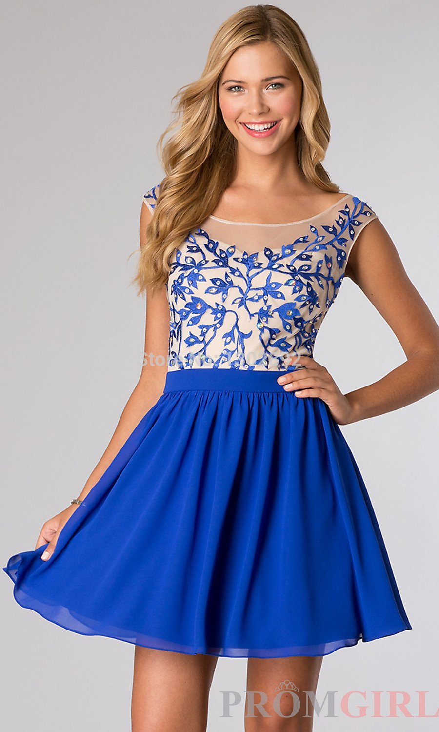 -simple-royal-blue-applique-a-line-sheer-neck-short-mini-prom-dresses ...