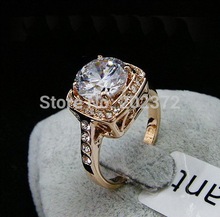 gold plated Ring Big Simulated Ruby diamond finger rings women crystal stamped 18KGP gold filled jewelry