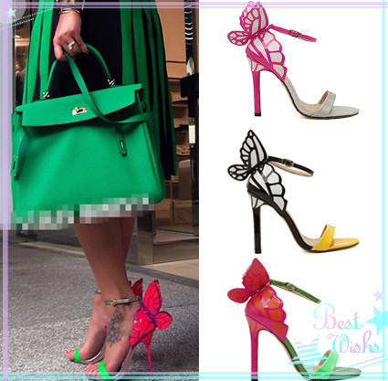 high heels Colorful butterfly heeled sandals pumps bow patry shoes ...