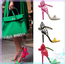 Jun2014 European Women personality wedding high heels Colorful butterfly heeled sandals pumps bow patry shoes woman bridal pumps