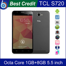 100% Original TCL S720 S720T 1GB RAM 8GB ROM Cell Phones MTK6592M Octa Core 1.4GHz 5.5″ 1280x720P 8MP 3300MAH OTG WCDMA/Eva