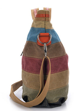 Fashion Color stripe canvas women handbag brand simple shoulder cross body bags trend girl splicing satchel
