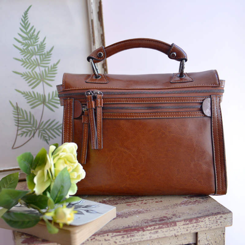 Vintage Genuine Leather One Shoulder Cross body Women s 2 Way Handbag