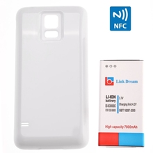 Link Dream High Quality 7800mAh Mobile Phone Battery with NFC Cover Back Door for Samsung Galaxy S5/G900 White