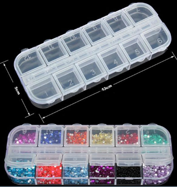 New Nail Art 12 Empty Compartment Plastic Storage Box Earring Jewelry Bin Case Container Sewing box