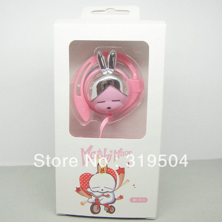 Free Shipping Novelty Korea Mashimaro Cartoon Earphone Ear Hook Musical Headsets Handfree Headphone with Package Free