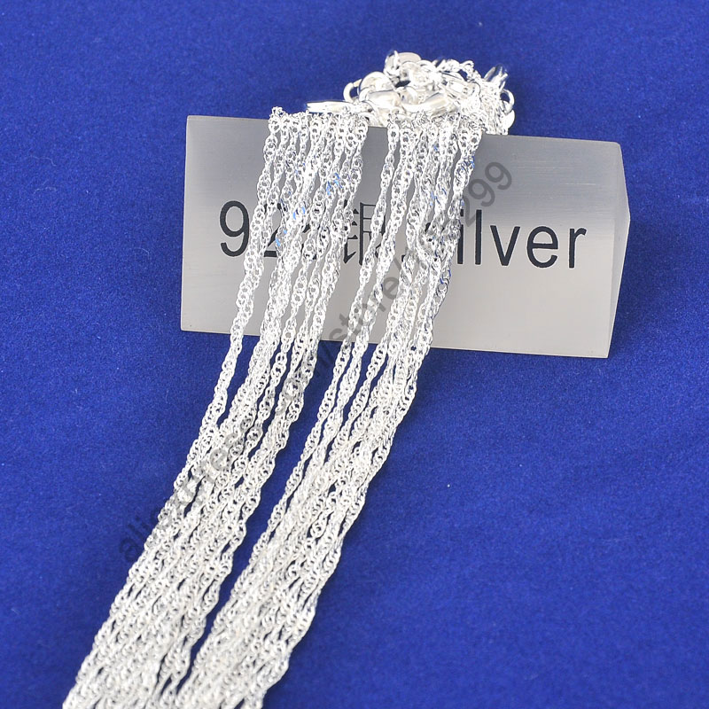 Wholesale 100 Real Pure 18Inches 925 Sterling Silver necklace Water Wave Singapore Chain top quality Fine