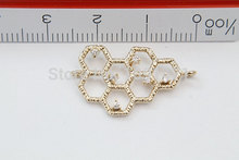 100pcs lot Free Shipping Bee hive Honey comb Gold plated brass charm pendant