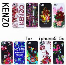 2014 Newest Fashion brand KENZOE TPU case for iPhone 5 Colourful Flower Design Case for iPhone 5S  Free Shipping