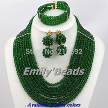 Beautiful African Wedding Beads Jewelry Set Gold Plated Jewelry Set 8 10 12 Layers Crystal Beads
