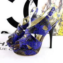 Free shipping Fashion in the summer of 2014 leather head layer cowhide serpentine pattern party sexy and elegant woman