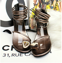 Free shipping shoes popular pearl silver all flat sandals flip match fashion