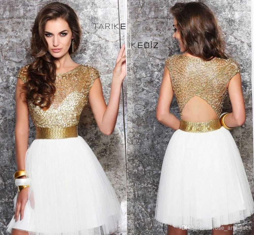 Gold-and-white-2014-sheer-homecoming-dresses-jewel-short-8th-grade ... Gold-and-white-2014-sheer-homecoming-dresses-jewel-short-8th-grade ...