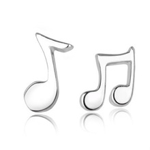 Delicate High Quality 2014 New Arrival Fashion Cute Lovely Musical Note Silver Stud Earrings for Women