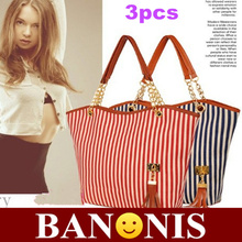 Large capacity 2014 new fashionable stripe grid fringe single shoulder bag, women’s handbag,ms messenger bag,red and black, 3 x