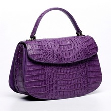 100% rare animal cocodile leather brand style shoulder bag hot sell designer luxury purple color bags new style women bags